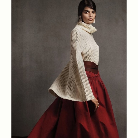 NWT Anthropologie Bell Sleeved Turtleneck Poncho One Size Cream - Picture 4 of 11